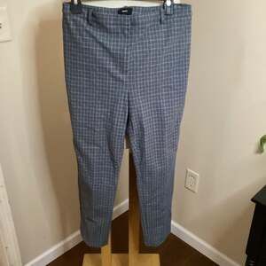 Theory Classic Slim Cropped Pant Grey Multi Precision Grid